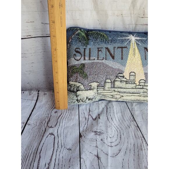 Vintage Silent Night Tapestry Throw Pillow Bethlehem - Picture 5 of 6